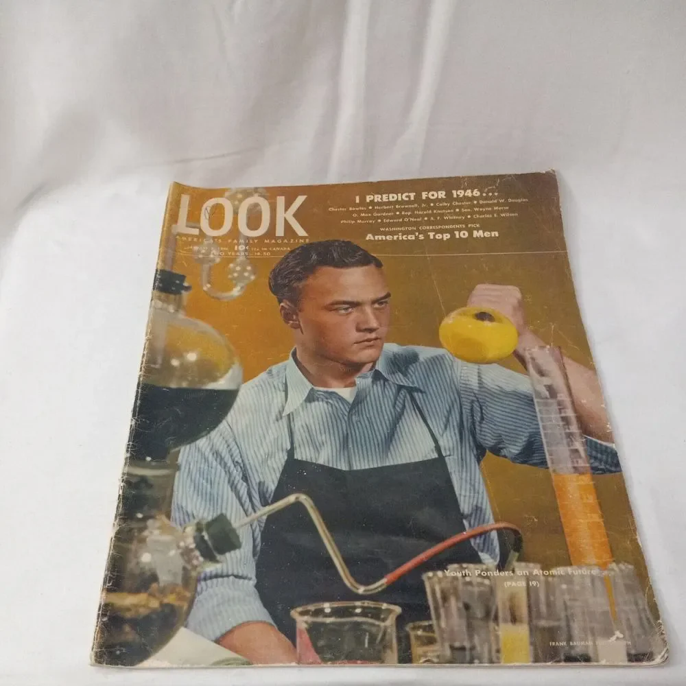 LOOK MAGAZINE JANUARY 8 1946 ATOMIC SCIENTIST‎ COVER VINTAGE Clark Gable RARE